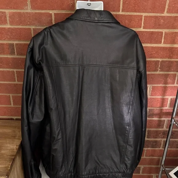 Croft & Barrow Men's XXLT Black Leather Bomber Jacket - Picture 5 of 9